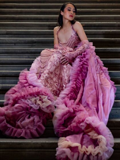 Blush Ruffle Party Gown - Lavender
