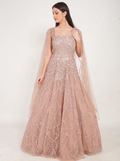 Champagne Sequin Gown - Champagne