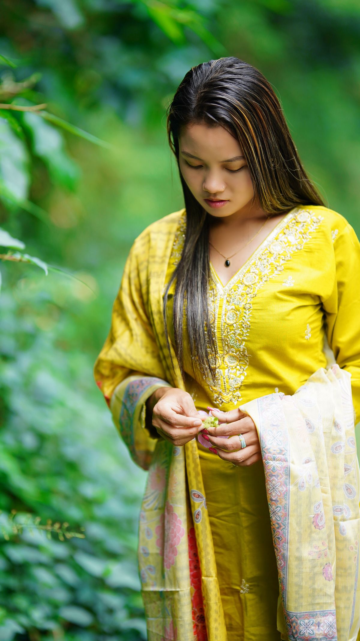 Mehndi Embroidered Lawn Three Piece - Yellow