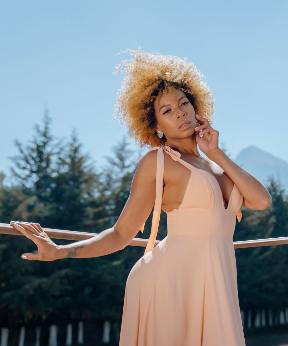 Peach Satin Slip Dress - Peach