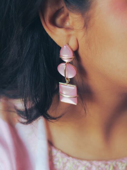 Statement Drop Earrings - Pink